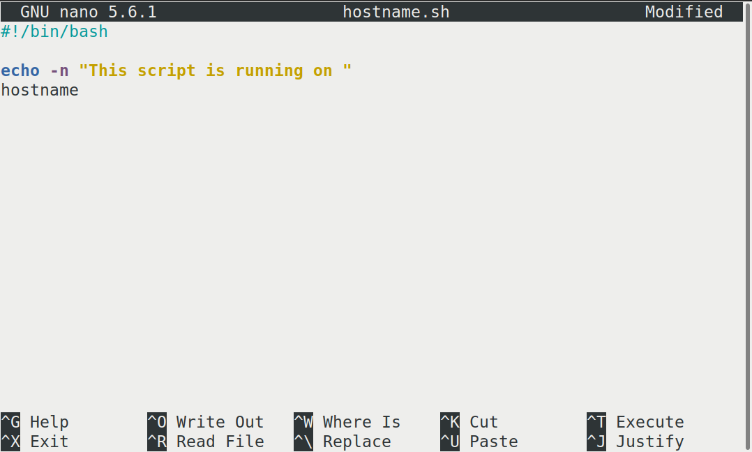 screenshot of nano text editor